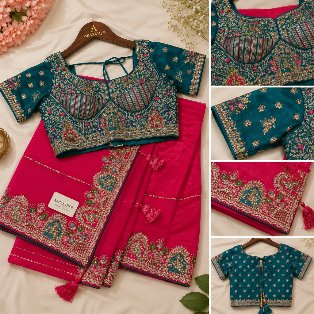 Soft Silk Paithani Aari Work Blouse